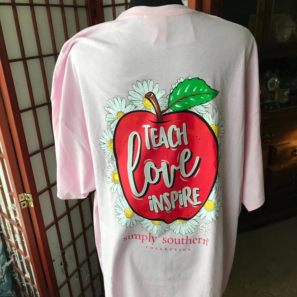"Teach Love Inspire" Simply Southern 2X teacher shirt NEW with tag